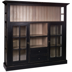 Biblioteca vintage din lemn brad cu usi sticla 167 x 38 x 158 cm DISD5821217
