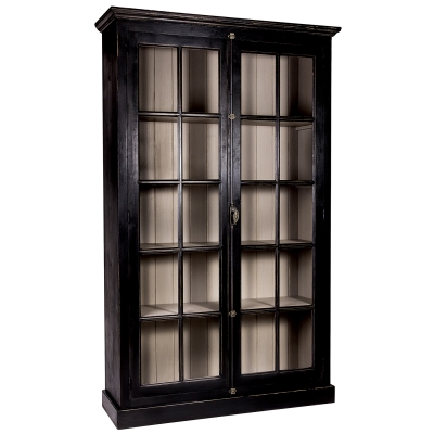 Biblioteca vintage din lemn brad cu usi sticla 136 x 44 x 222 cm DISD5541217