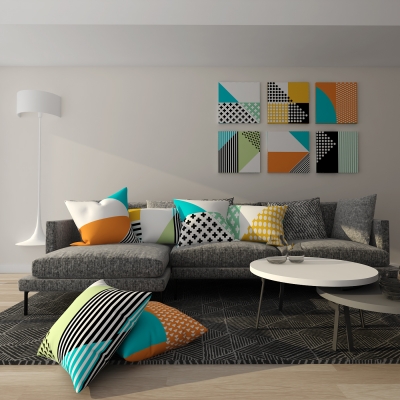 Tablou canvas decorativ Geometric Memphis I 50 x 50 cm